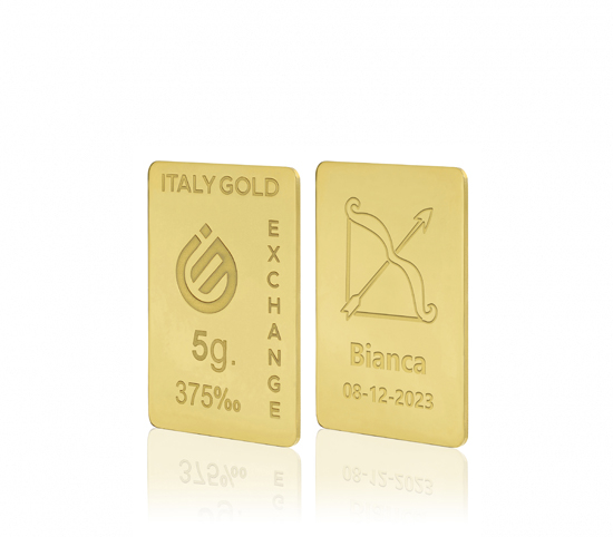 Gold ingots Star Signs - Sagittarius - 9Kt - 5gr IGE GOLD
